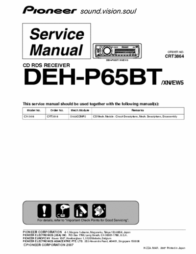 PIONEER DEH-P65BT S.M.